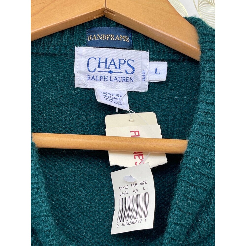 Chaps Ralph Lauren Handframe Wool Sweater Large Hunter Green Heritage Core - Picture 6 of 11